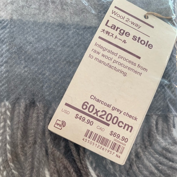 Muji Patterned Wool Woven Stole 60x200cm - Picture 4 of 6